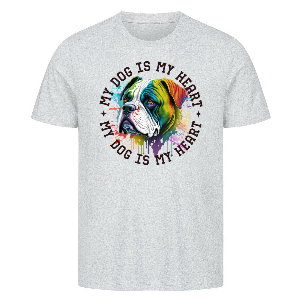 Premium T-Shirt "American Bulldog" Heather Grey – hunde-shirt.de