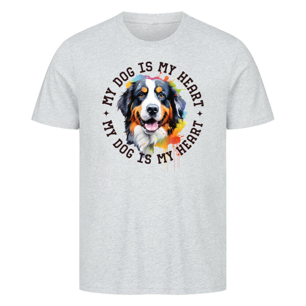 Premium T-Shirt "Berner Sennenhund HEART" Heather Grey – hunde-shirt.de