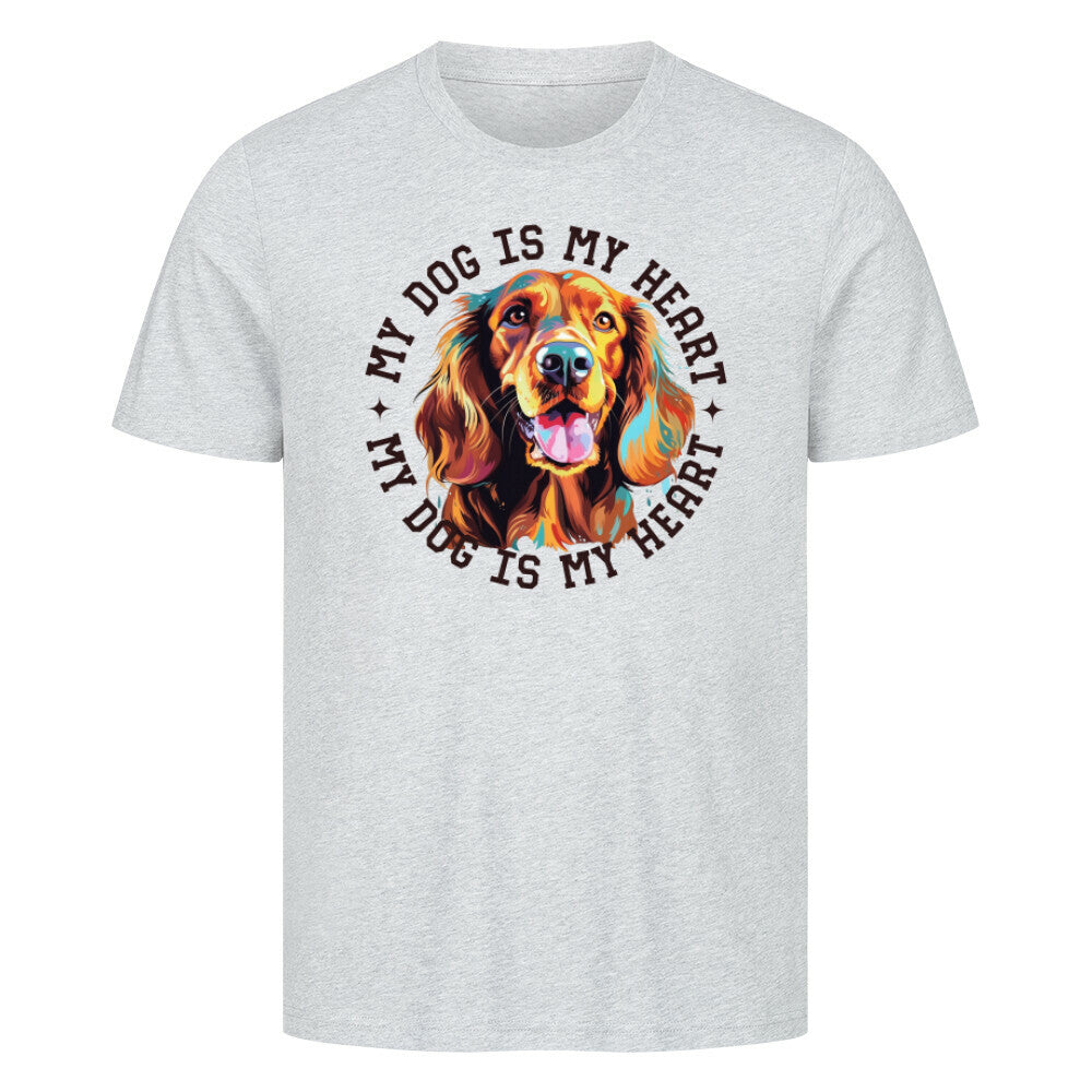 Premium T-Shirt "Irish Setter HEART" Heather Grey – hunde-shirt.de