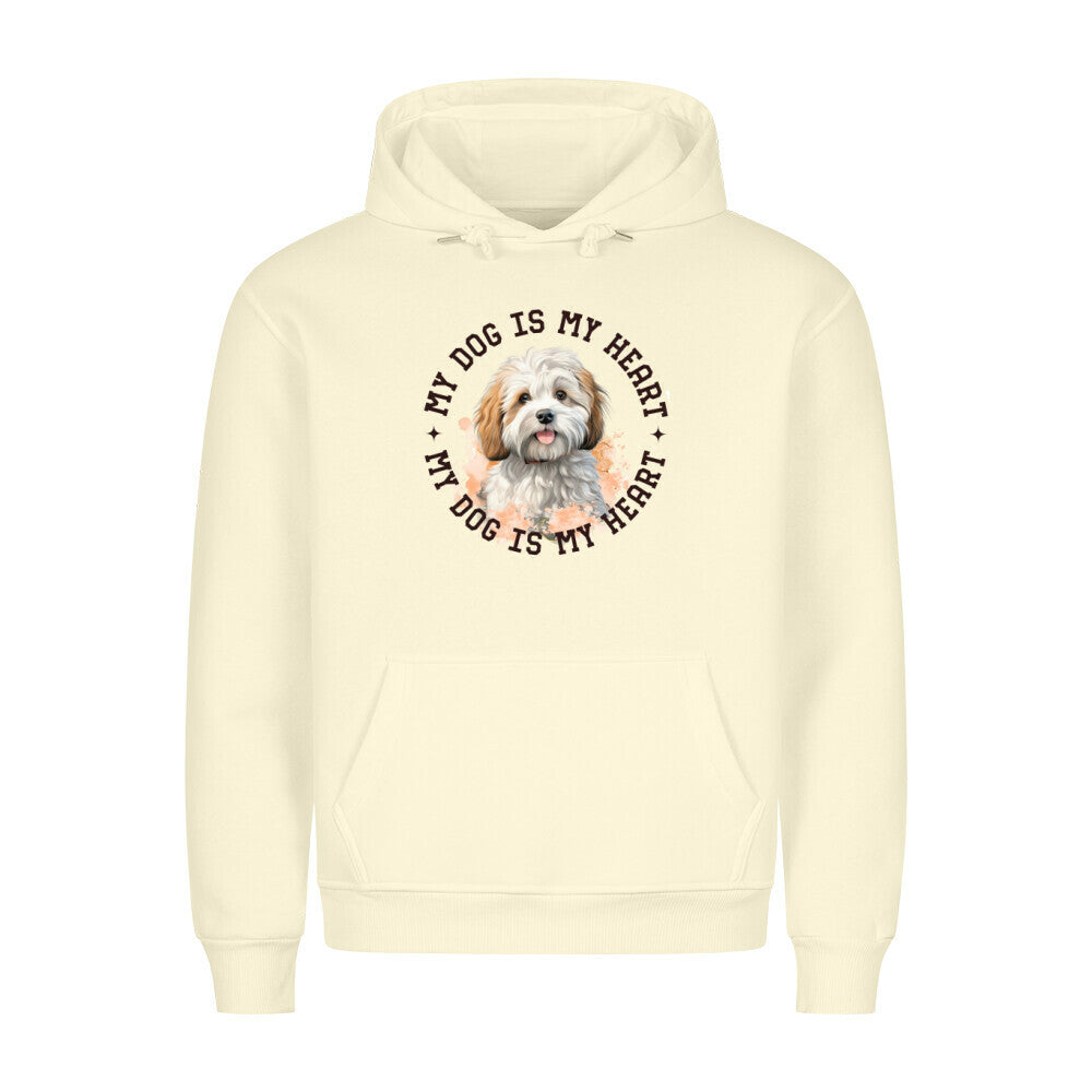 Premium Hoodie "Bologneser HEART" Beige – hunde-shirt.de