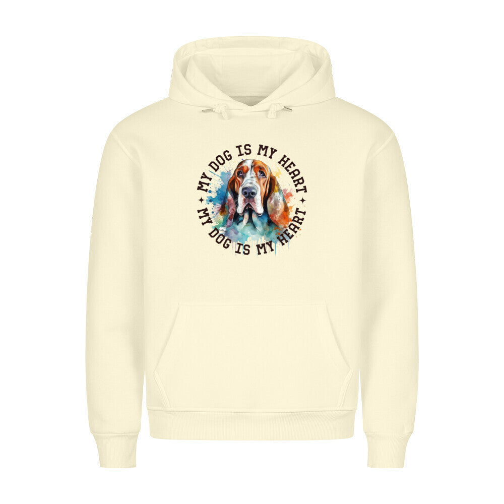 Premium Hoodie "Bloodhound HEART" Beige – hunde-shirt.de