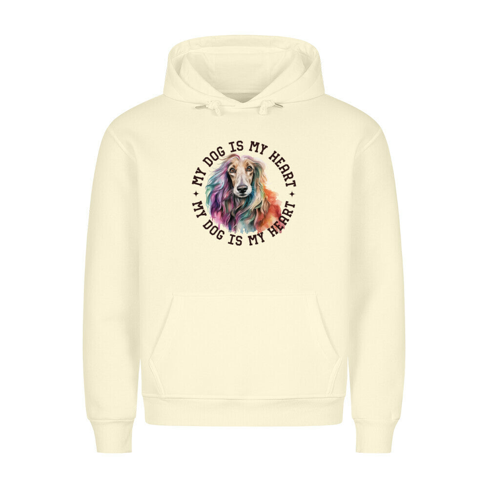 Premium Hoodie "Afghanischer Windhund HEART" Beige – hunde-shirt.de