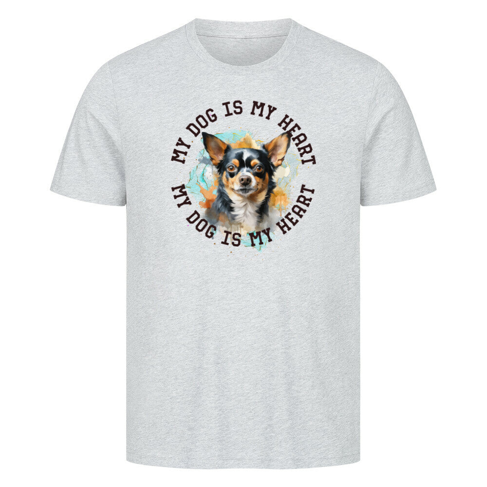 Premium T-Shirt "Chihuahua Kurzhaar HEART" Heather Grey – hunde-shirt.de
