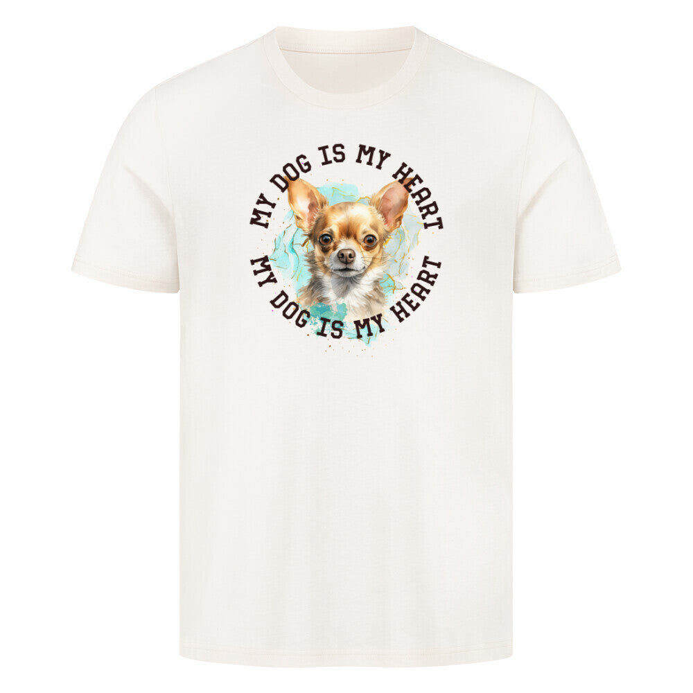 Premium T-Shirt "Chihuahua Kurzhaar braun HEART" Natural Raw – hunde-shirt.de