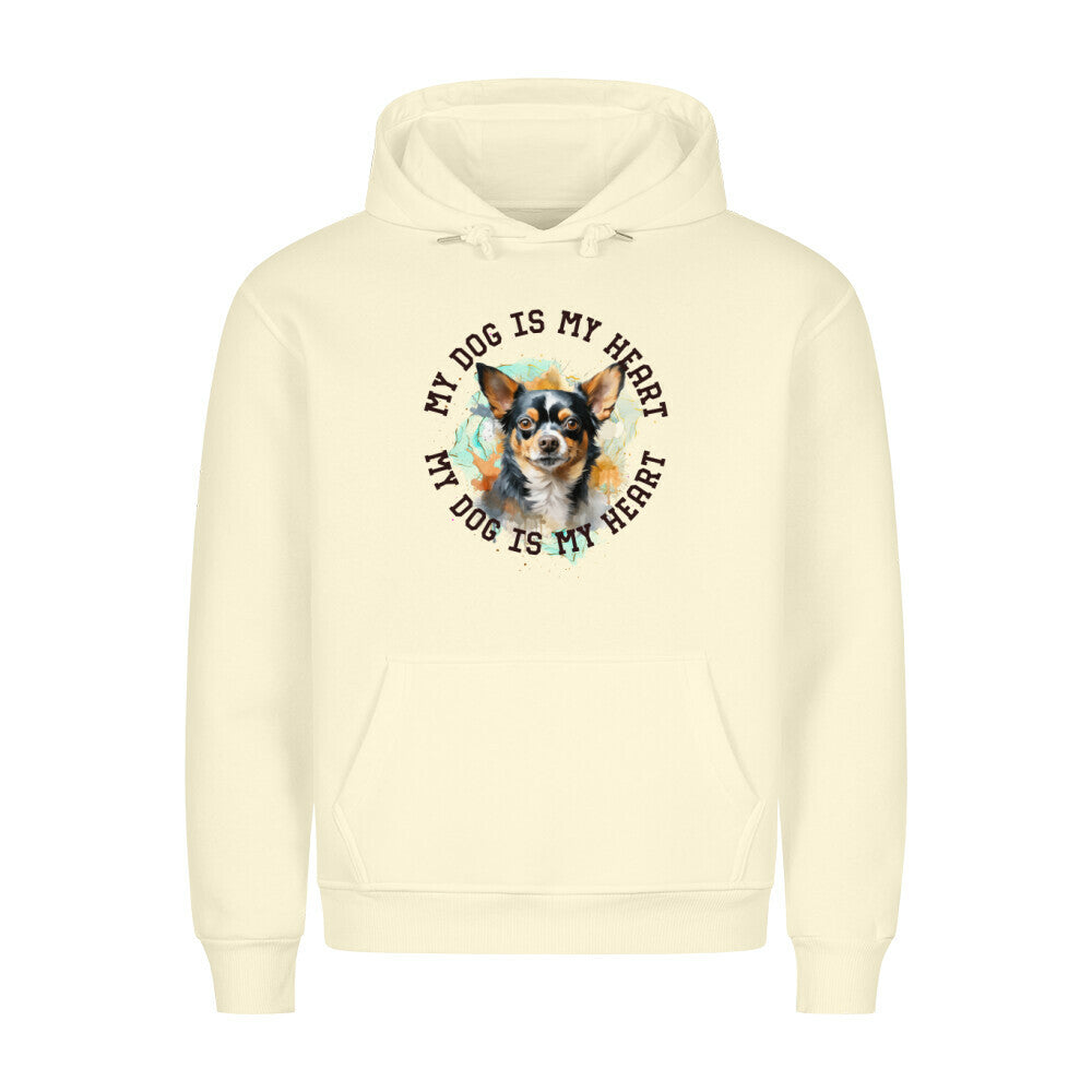 Premium Hoodie "Chihuahua Kurzhaar HEART" Beige – hunde-shirt.de