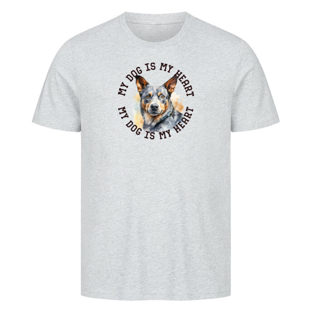 Premium T-Shirt "Australian Cattle Dog HEART" Heather Grey – hunde-shirt.de