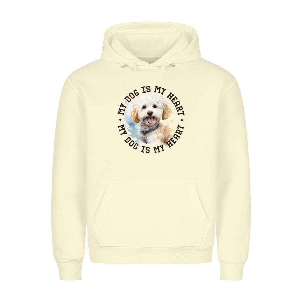 Premium Hoodie "Bichon Frisé HEART" Beige – hunde-shirt.de