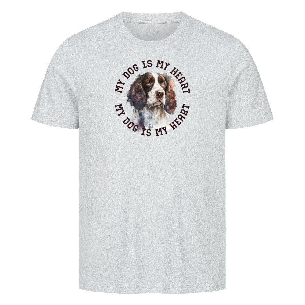 Premium T-Shirt "Springer Spaniel HEART" Heather Grey – hunde-shirt.de