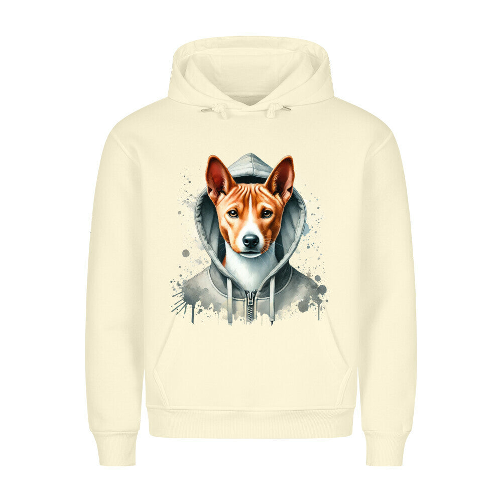 Premium Hoodie "Hooded Basenji" Beige – hunde-shirt.de
