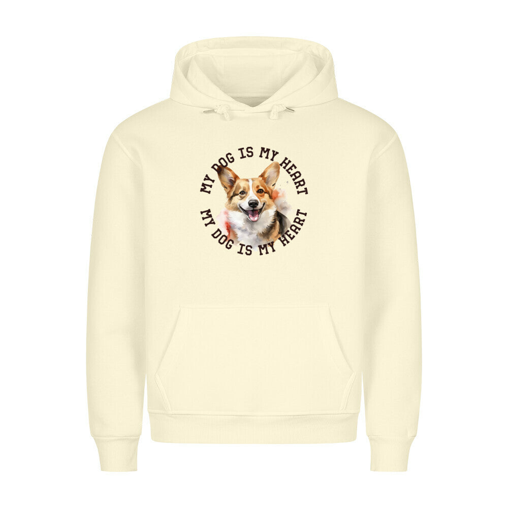 Premium Hoodie "Welsh Corgi Cardigan HEART" Beige – hunde-shirt.de