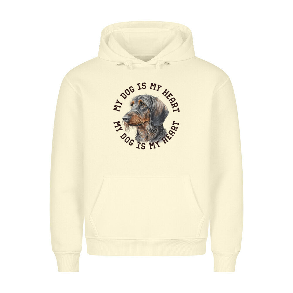 Premium Hoodie "Rauhaar Dackel HEART" Beige – hunde-shirt.de