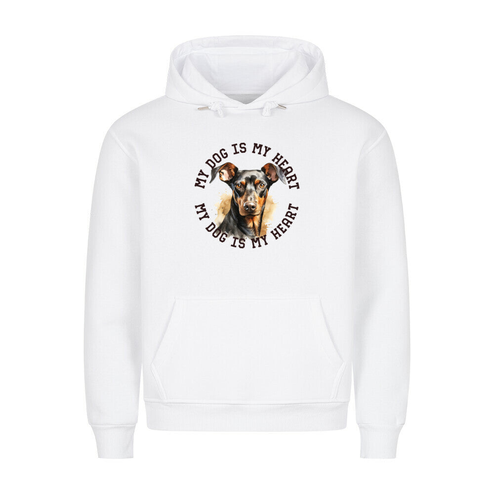 Premium Hoodie " Dobermann HEART" Weiß – hunde-shirt.de