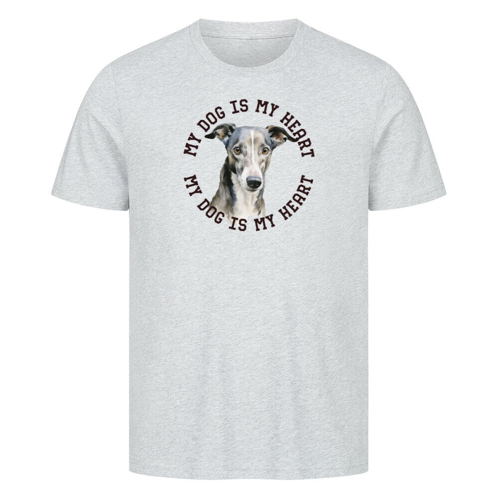 Premium T-Shirt "Greyhound HEART" Heather Grey – hunde-shirt.de