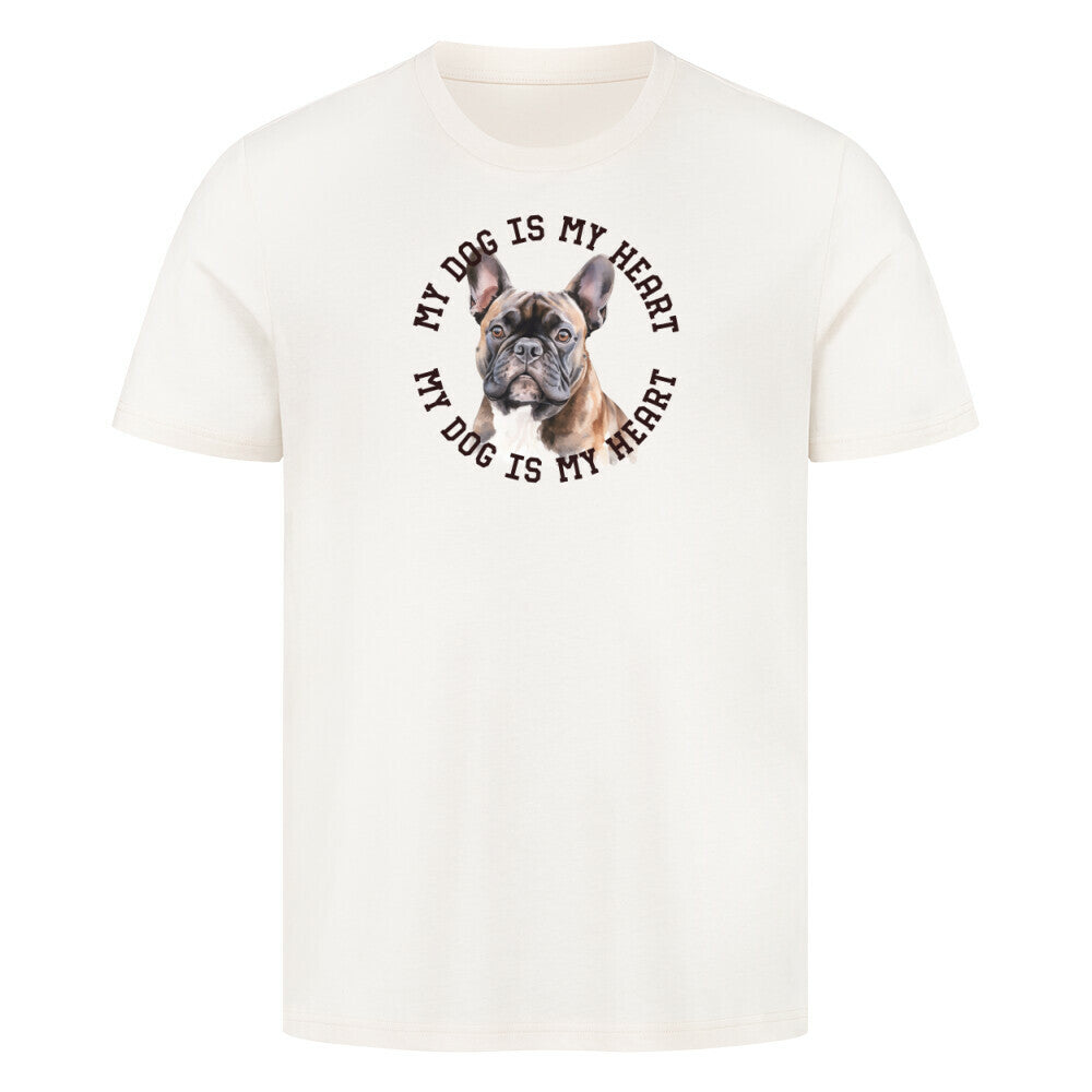 Premium T-Shirt "Französische Bulldogge braun H" Natural Raw – hunde-shirt.de