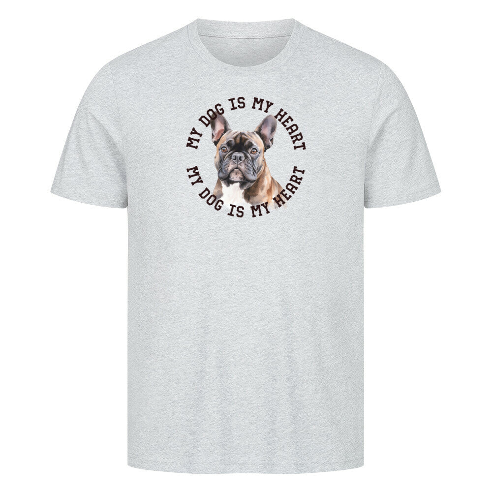 Premium T-Shirt "Französische Bulldogge braun H" Heather Grey – hunde-shirt.de