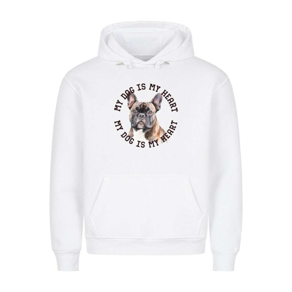 Premium Hoodie "Französische Bulldogge braun H" Weiß – hunde-shirt.de