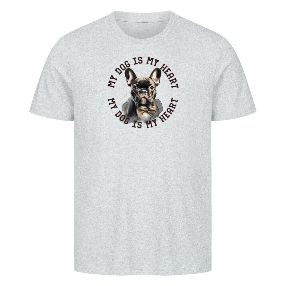 Premium T-Shirt "Französische Bulldogge schwarz H" Heather Grey – hunde-shirt.de