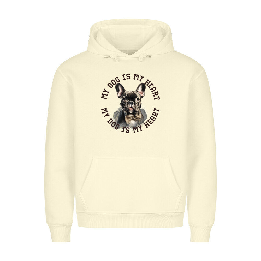 Premium Hoodie "Französische Bulldogge schwarz H" Beige – hunde-shirt.de