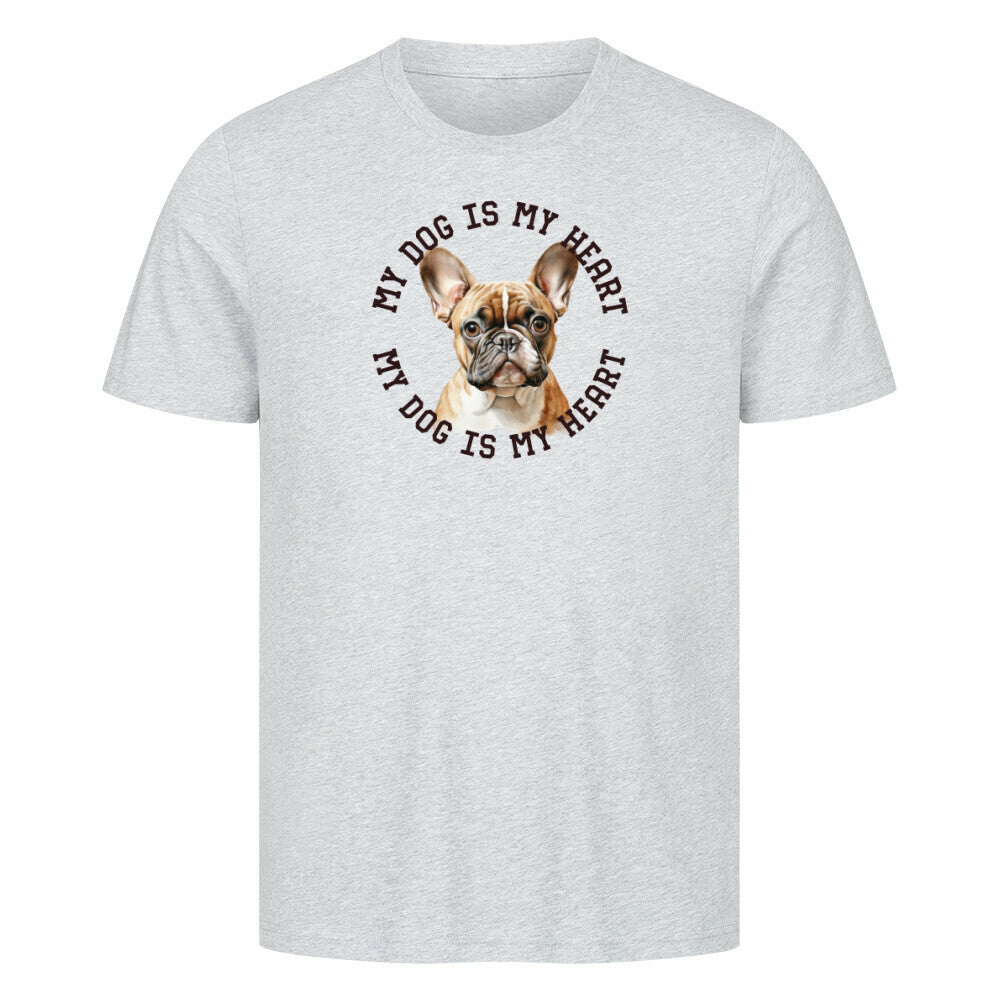 Premium T-Shirt "Französische Bulldogge hellbraun H" Heather Grey – hunde-shirt.de