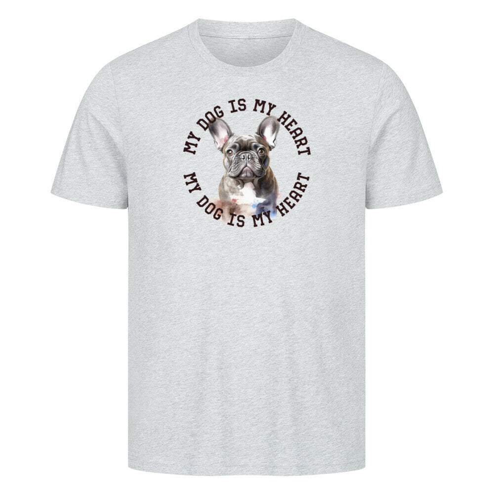 Premium T-Shirt "Französische Bulldogge blau H" Heather Grey – hunde-shirt.de