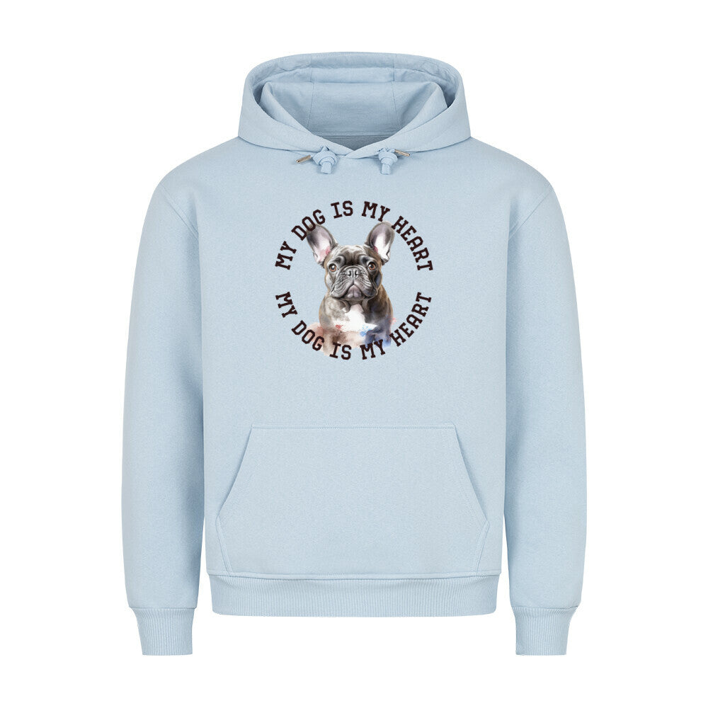 Premium Hoodie "Französische Bulldogge blau H" Babyblau – hunde-shirt.de