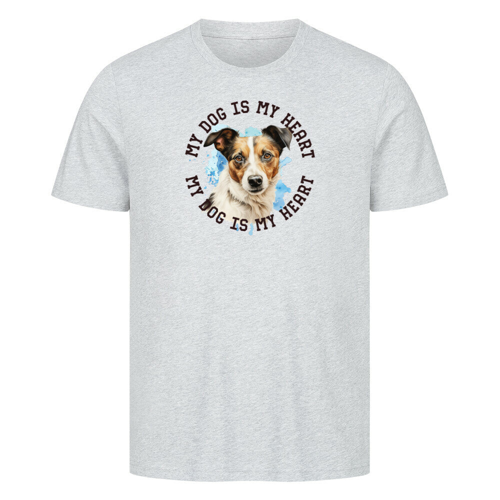 Premium T-Shirt "Jack Russell Terrier mix HEART" Heather Grey – hunde-shirt.de