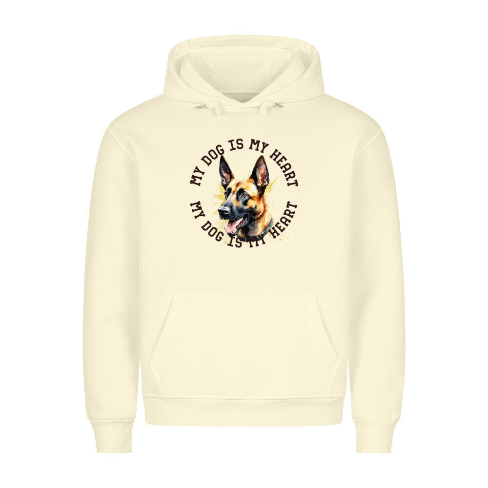 Premium Hoodie "Malinois HEART" Beige – hunde-shirt.de