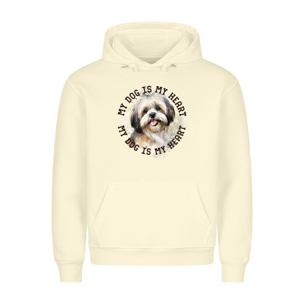 Premium Hoodie "Lhasa Apso HEART" Beige – hunde-shirt.de
