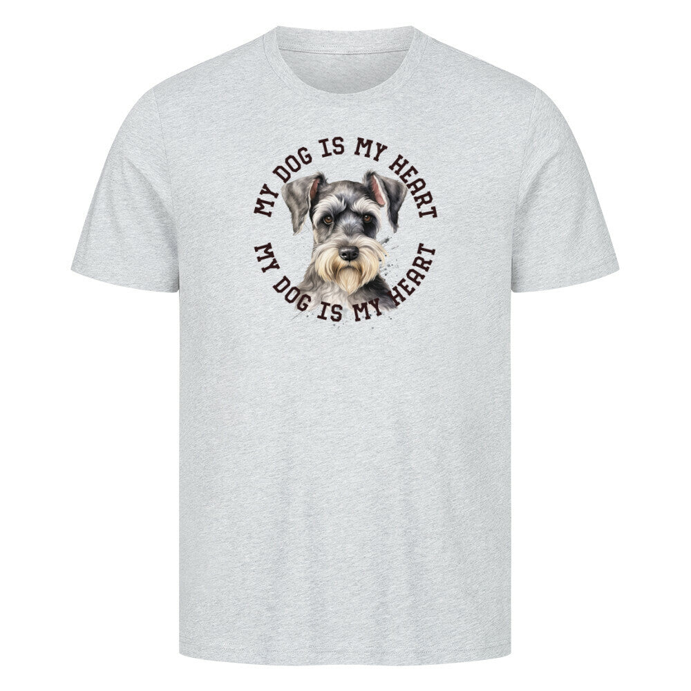 Premium T-Shirt "Zwergschnauzer HEART" Heather Grey – hunde-shirt.de