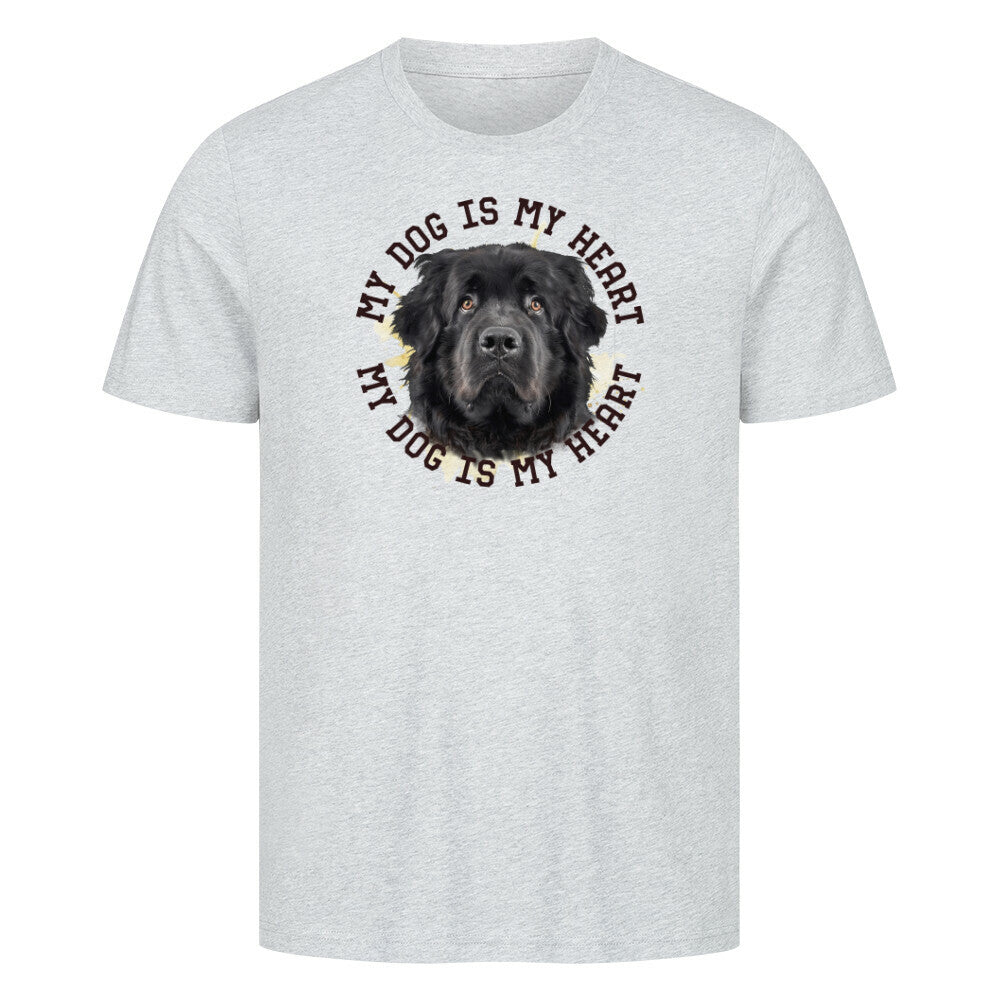 Premium T-Shirt "Neufundländer schwarz HEART" Heather Grey – hunde-shirt.de