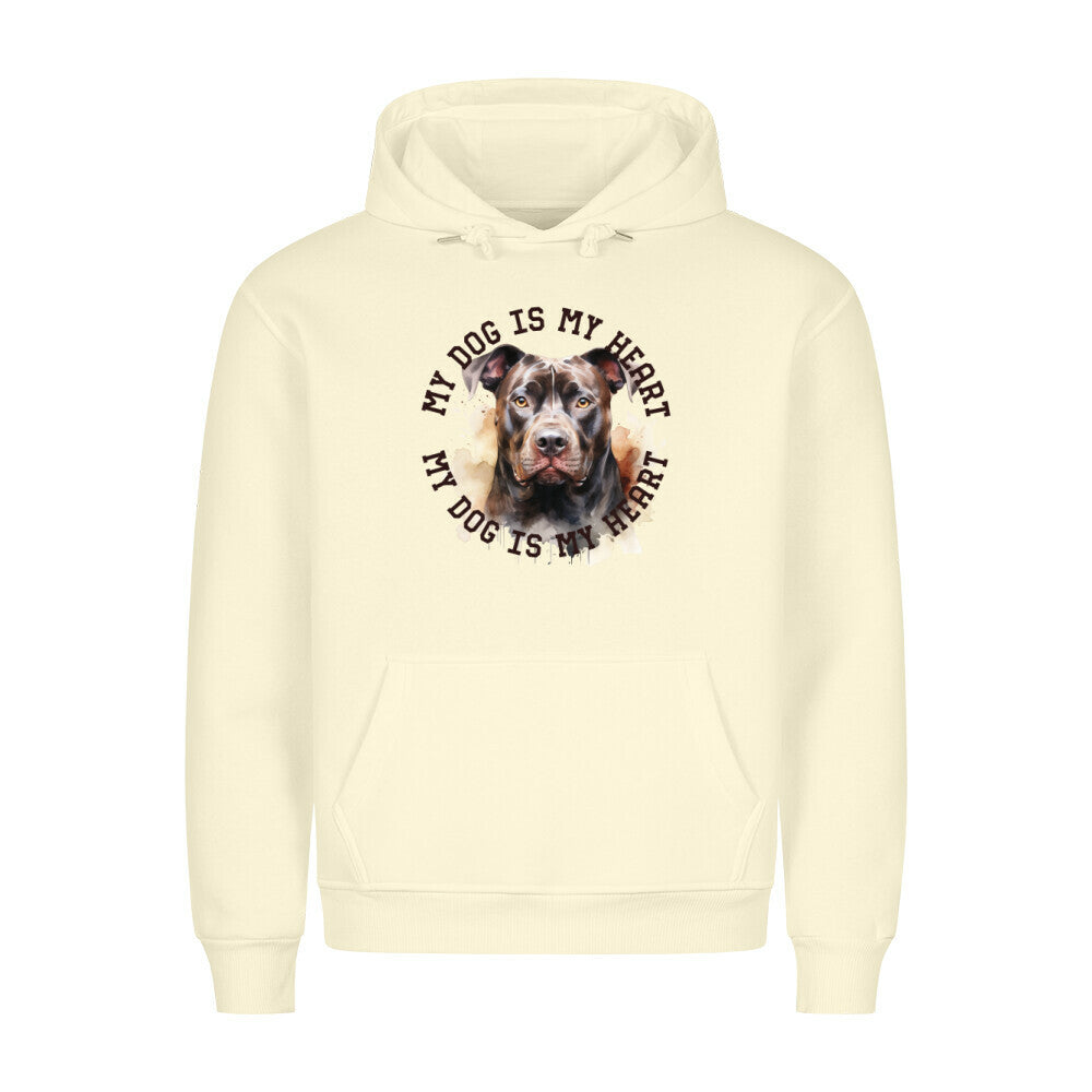 Premium Hoodie "American Pit Bull Terrier HEART 2" Beige – hunde-shirt.de
