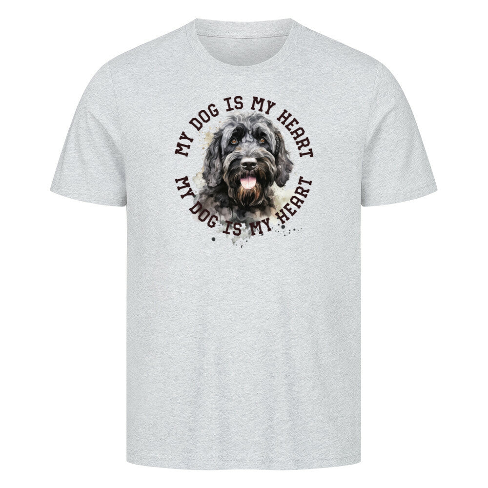 Premium T-Shirt "Portugiesischer Wasserhund HEART" Heather Grey – hunde-shirt.de