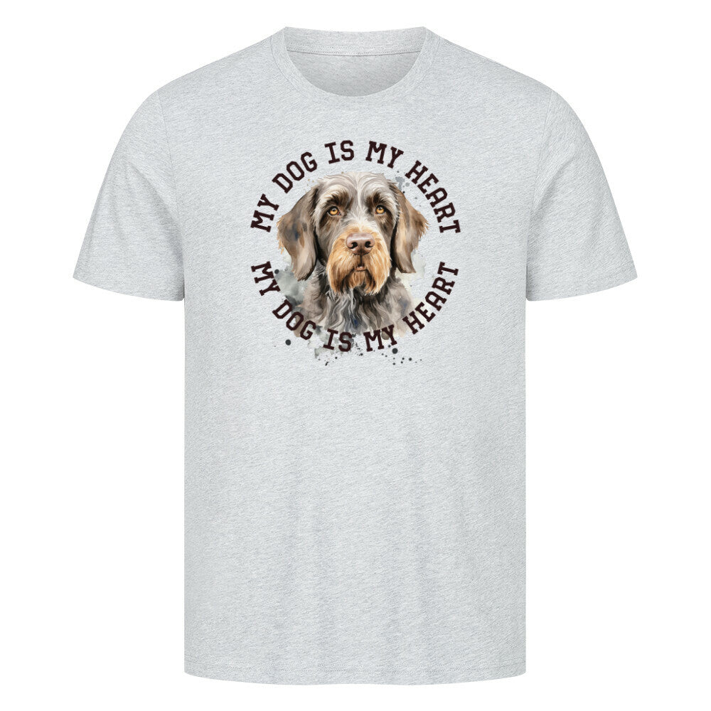 Premium T-Shirt "Deutsch Drahthaar HEART" Heather Grey – hunde-shirt.de