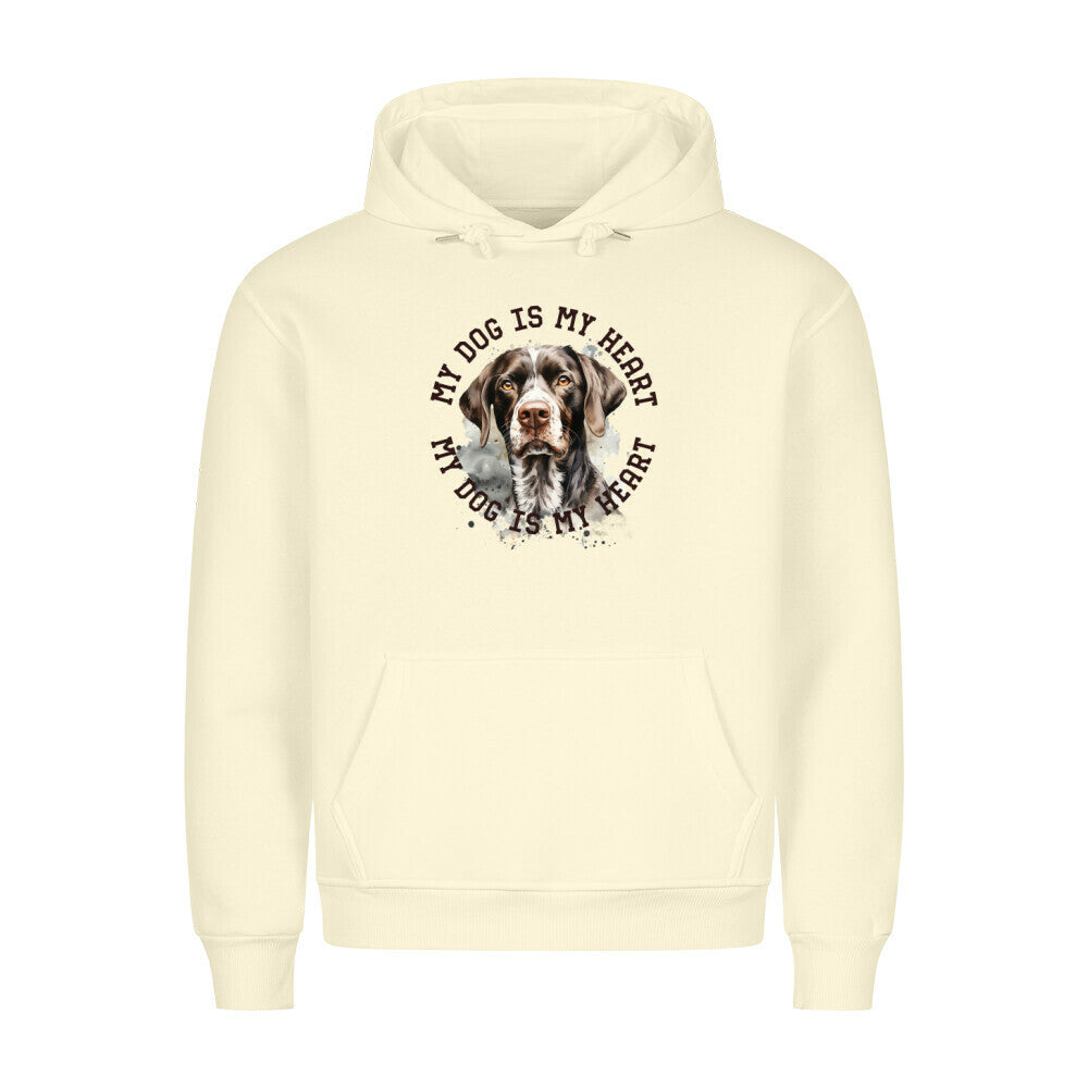 Premium Hoodie "Deutsch Kurzhaar HEART 2" Beige – hunde-shirt.de