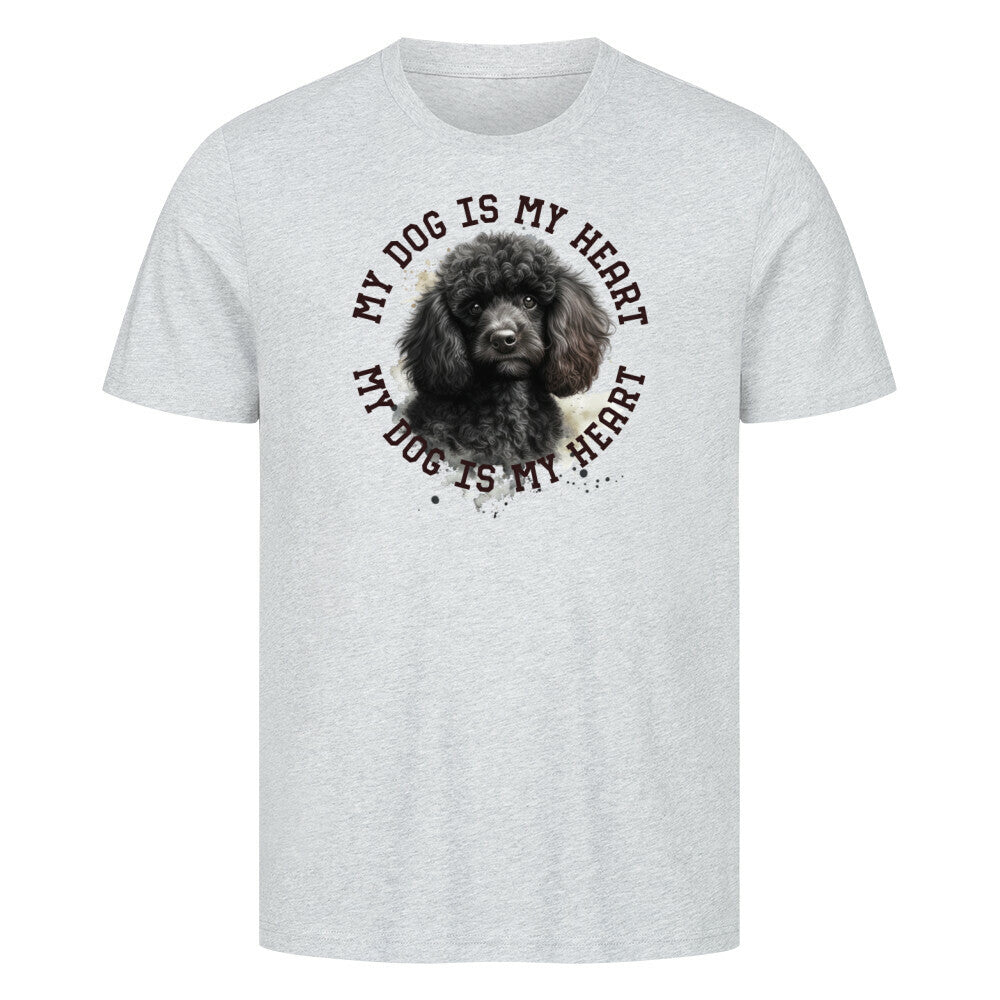 Premium T-Shirt "Pudel schwarz HEART" Heather Grey – hunde-shirt.de