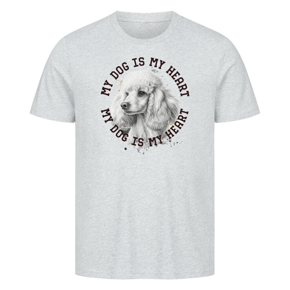 Premium T-Shirt "Pudel weiß HEART" Heather Grey – hunde-shirt.de