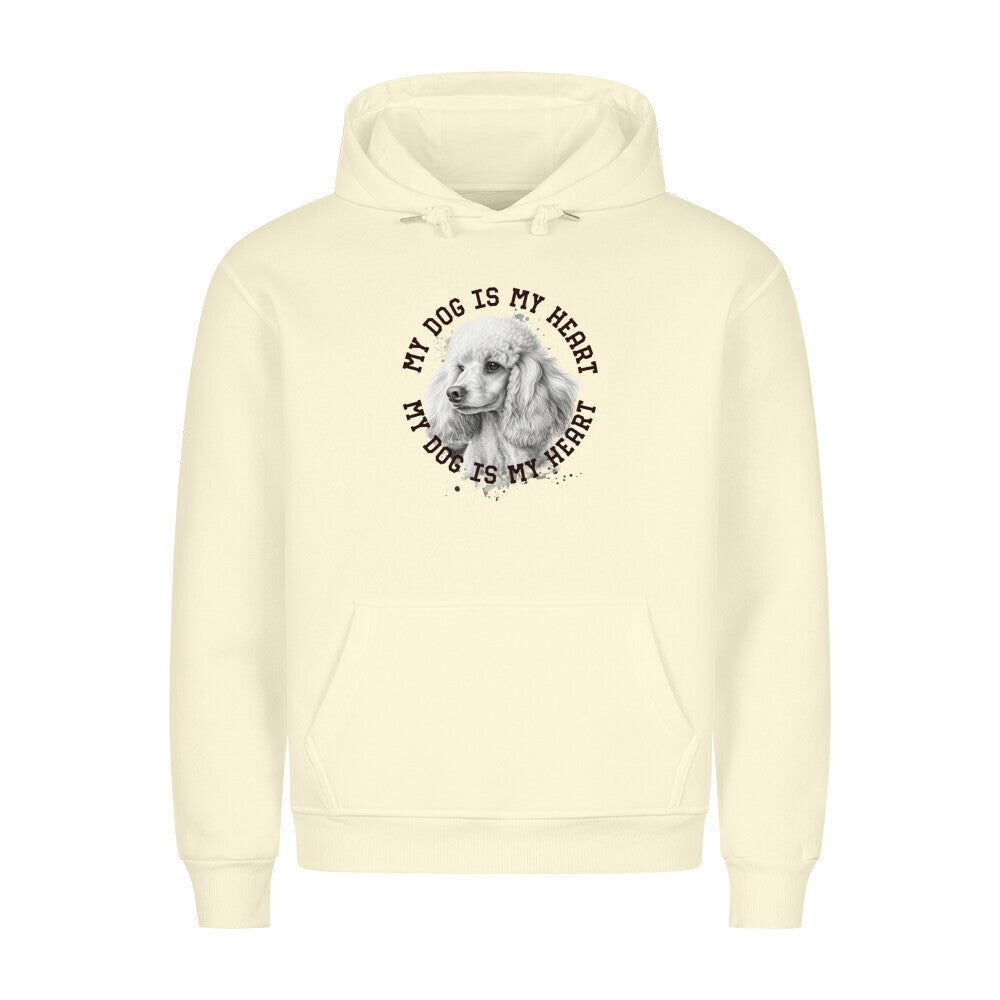 Premium Hoodie "Pudel weiß HEART" Beige – hunde-shirt.de