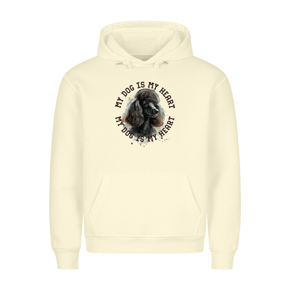 Premium Hoodie "Königspudel schwarz HEART" Beige – hunde-shirt.de