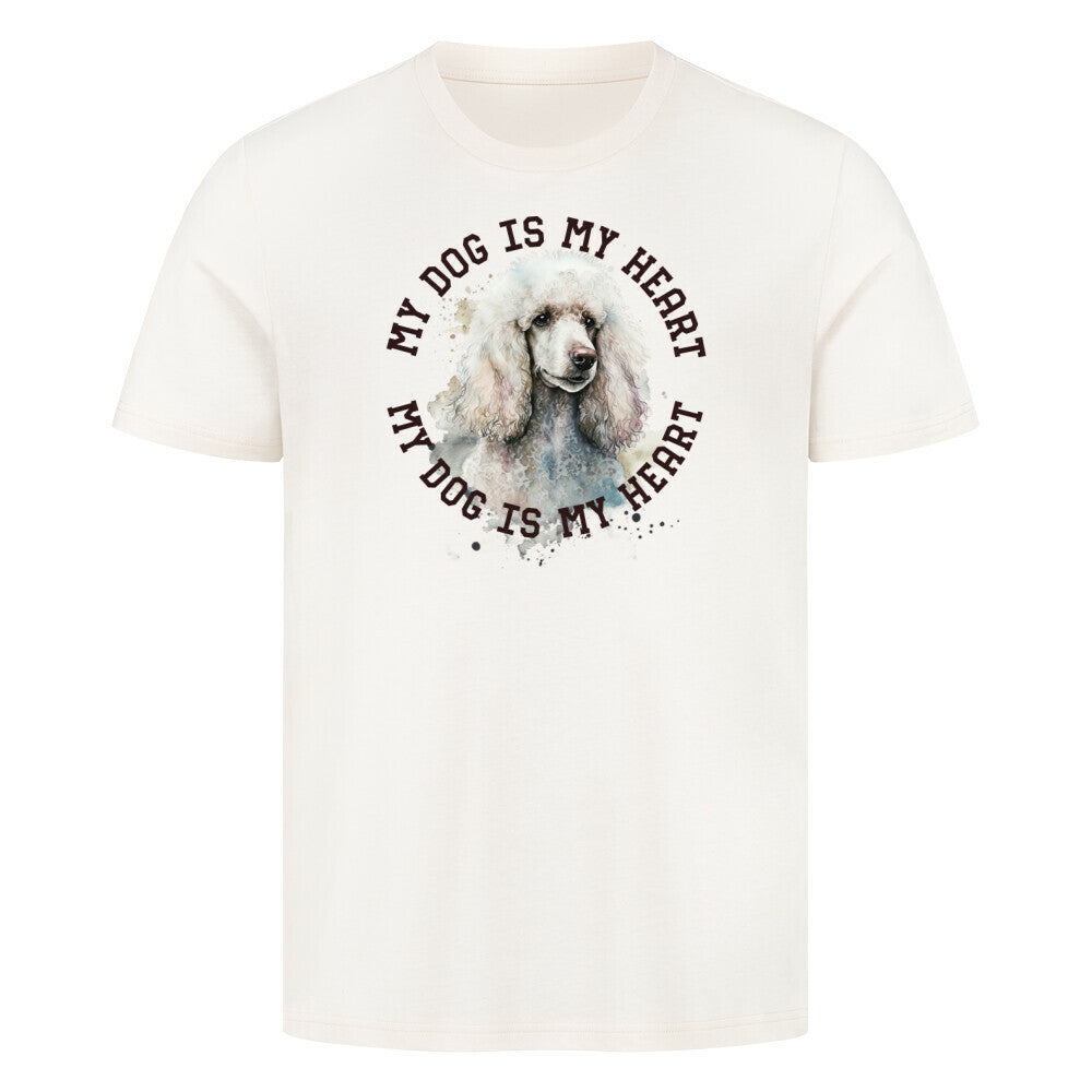 Premium T-Shirt "Königspudel weiß HEART" Natural Raw – hunde-shirt.de