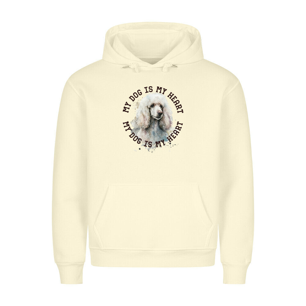 Premium Hoodie "Königspudel weiß HEART" Beige – hunde-shirt.de