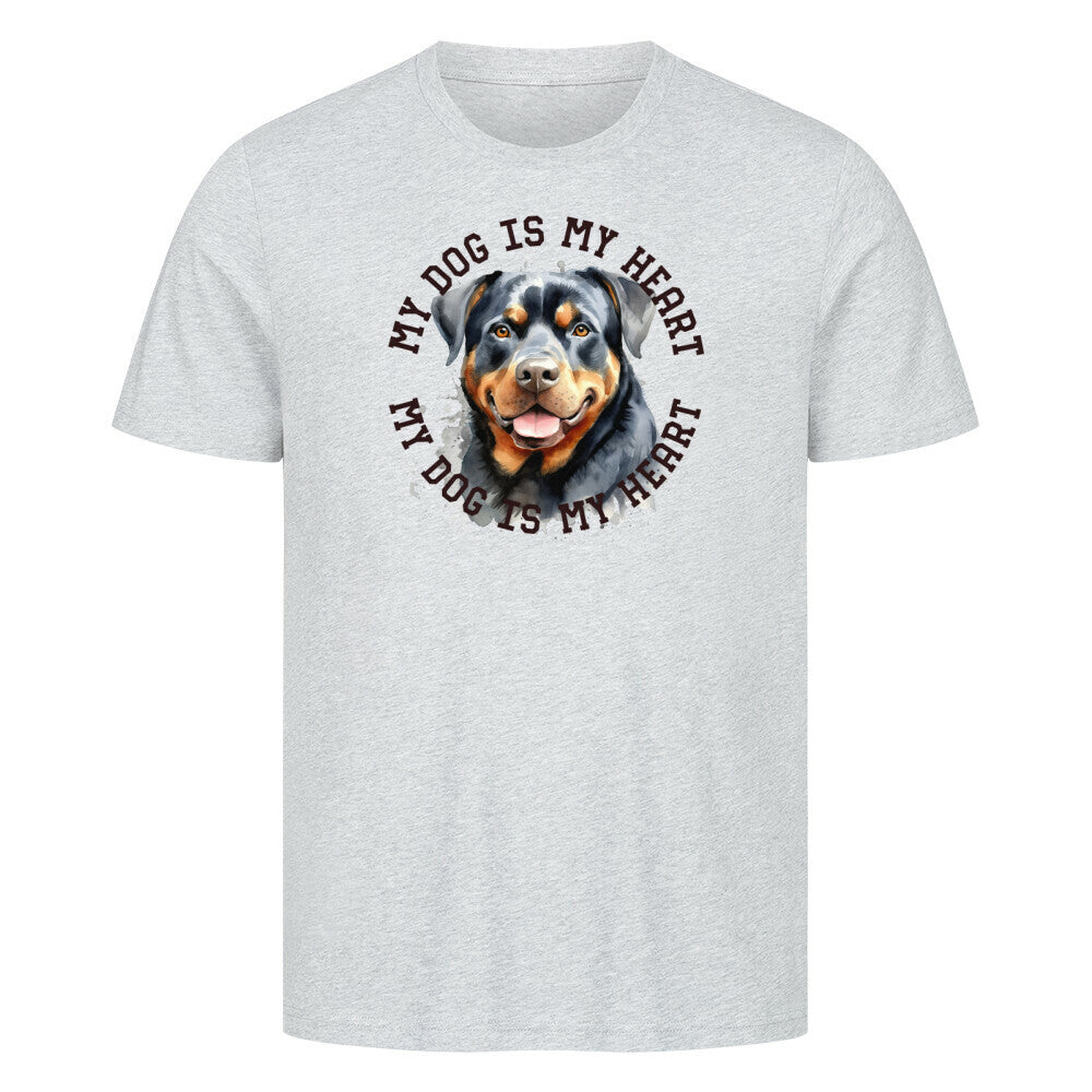 Premium T-Shirt "Rottweiler HEART 2" Heather Grey – hunde-shirt.de