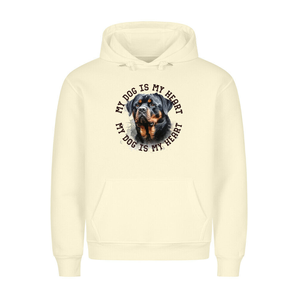 Premium Hoodie "Rottweiler ursprünglich HEART" Beige – hunde-shirt.de