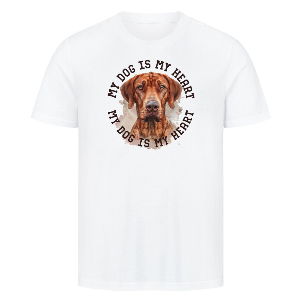 Premium T-Shirt "Rhodesian Ridgeback HEART 2" Weiß – hunde-shirt.de