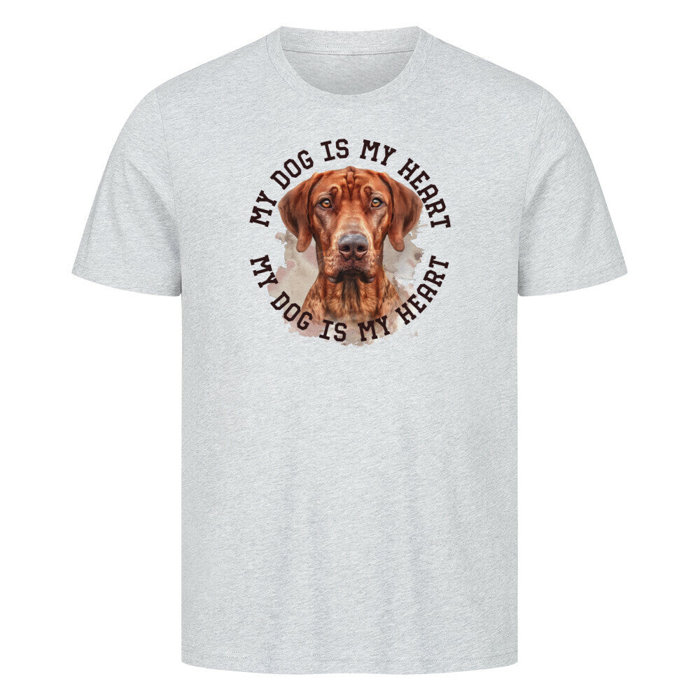Premium T-Shirt "Rhodesian Ridgeback HEART 2" Heather Grey – hunde-shirt.de