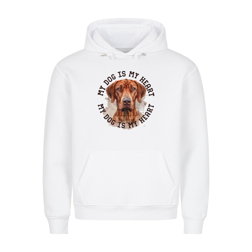 Premium Hoodie "Rhodesian Ridgeback HEART 2" Weiß – hunde-shirt.de