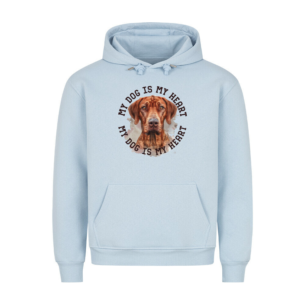 Premium Hoodie "Rhodesian Ridgeback HEART 2" Babyblau – hunde-shirt.de