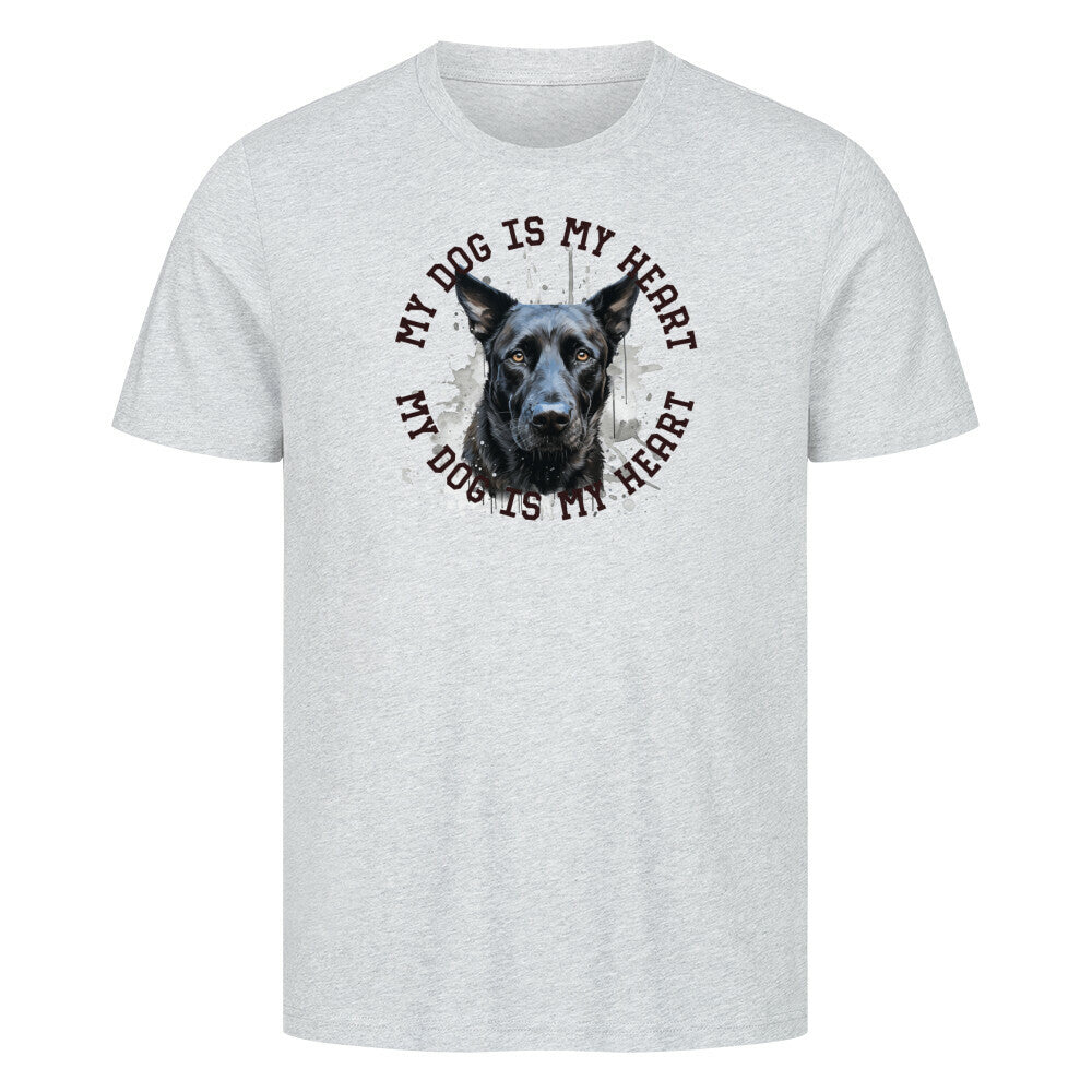 Premium T-Shirt "Belgischer Schäferhund schwarz HEART" Heather Grey – hunde-shirt.de