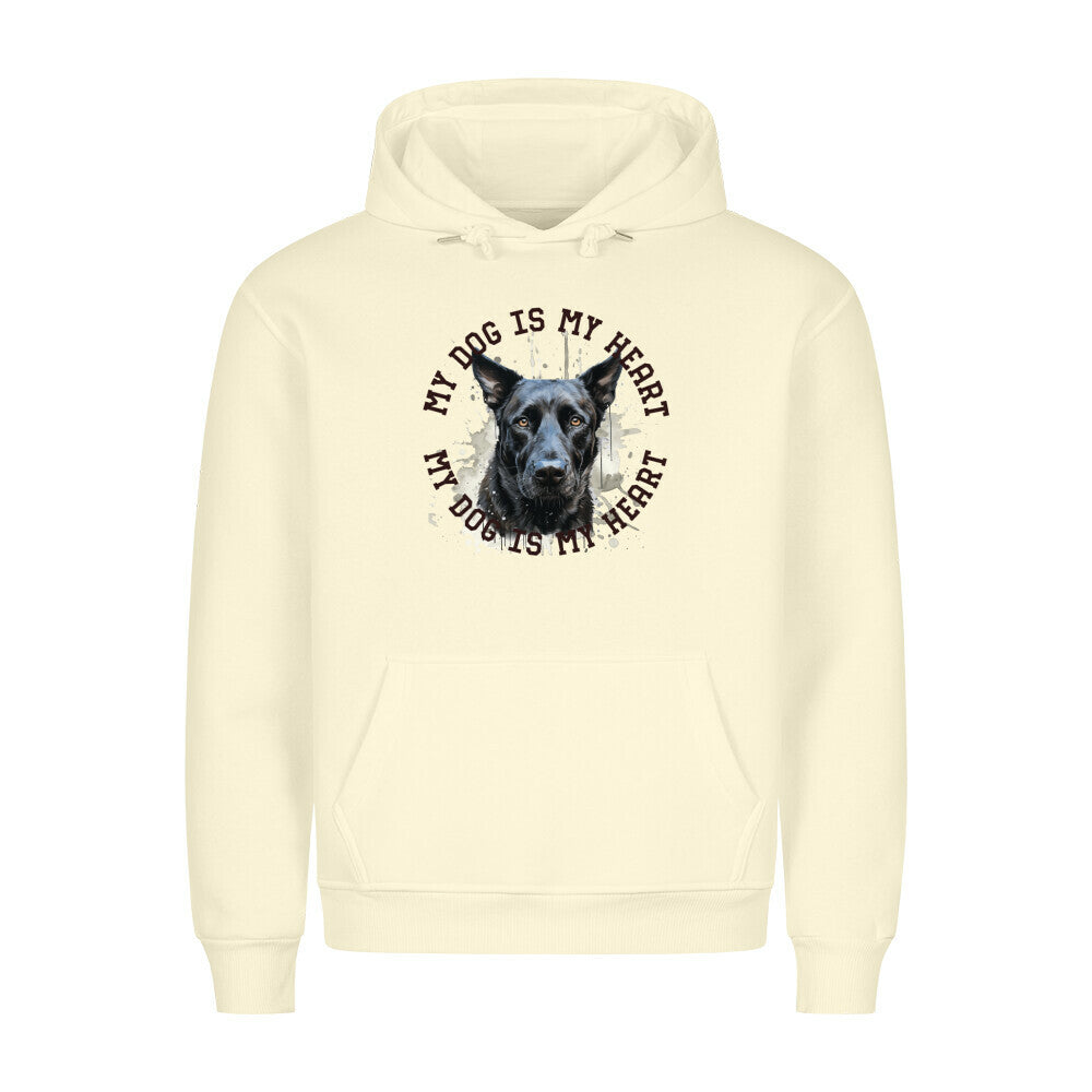 Premium Hoodie "Belgischer Schäferhund schwarz HEART" Beige – hunde-shirt.de