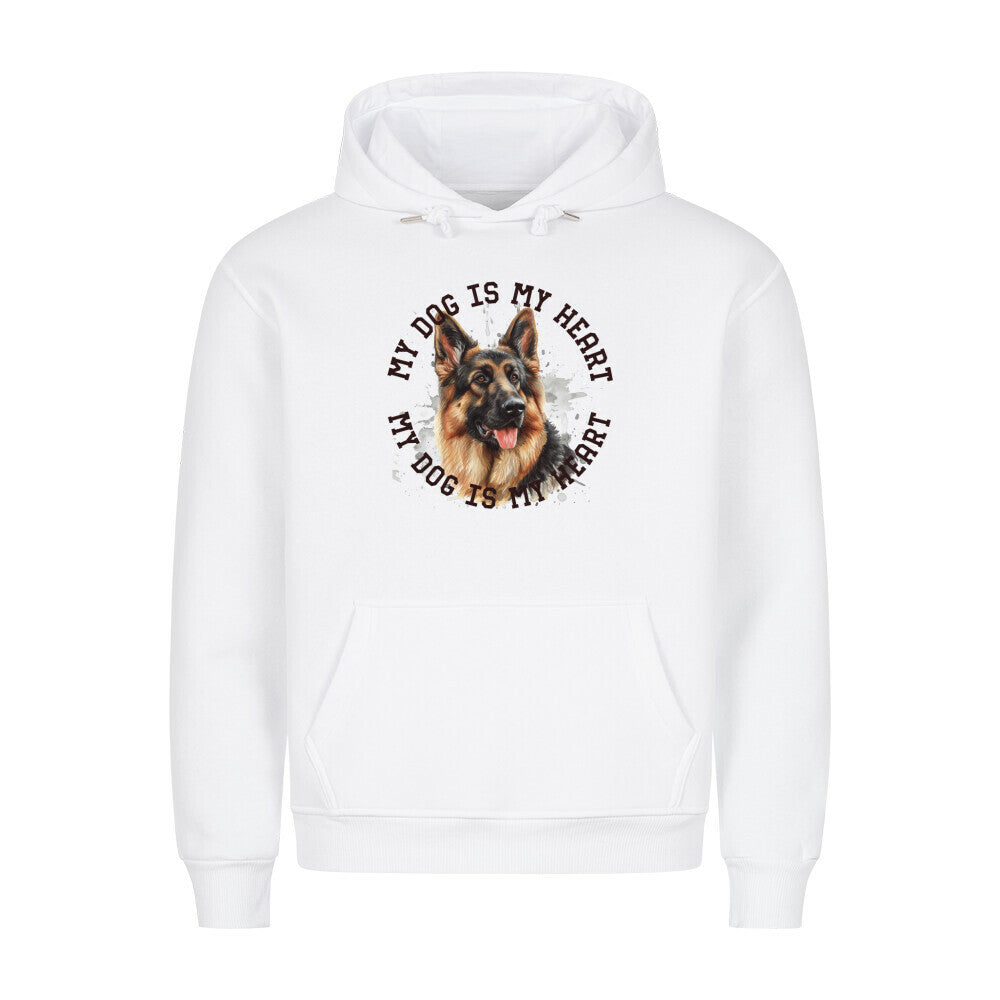 Premium Hoodie "Deutscher Schäferhund HEART 2" Weiß – hunde-shirt.de