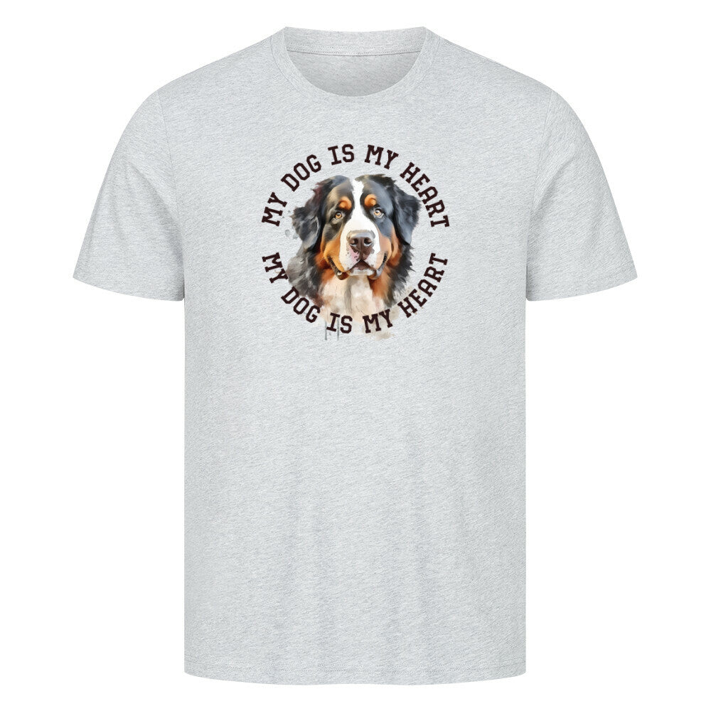 Premium T-Shirt "Berner Sennenhund HEART" Heather Grey – hunde-shirt.de
